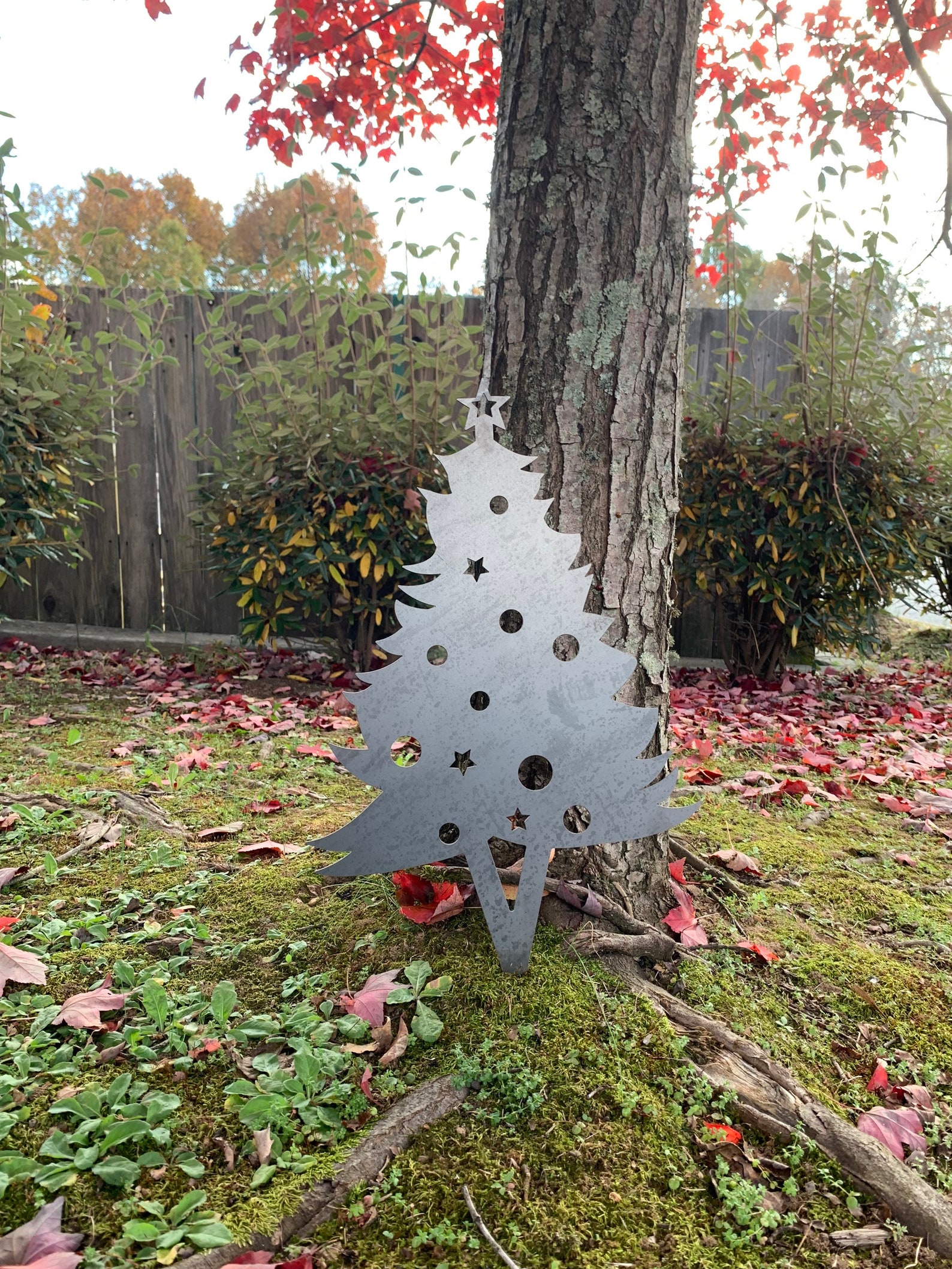 Christmas Tree Yard Art Metal Yard Art Garden Signs Holiday Etsy