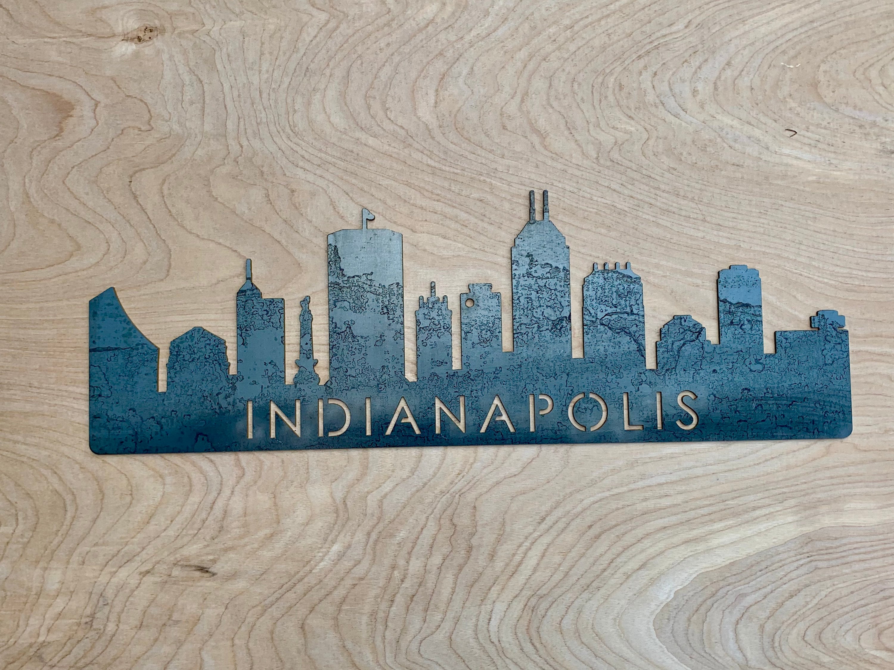 Indianapolis Skyline Steel Sign Indy Skyline Metal Sign Etsy