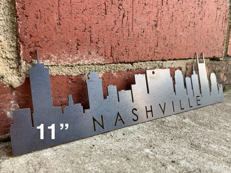 Nashville Skyline Steel Sign Nashville Cityscapes Metal Etsy