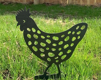 Speckled Chicken Yard Art, Coop Decor, Chicken Yard Sign, Chicken Metal Yard Stake