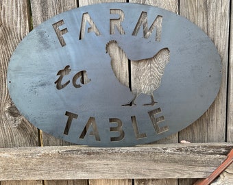 Farm to Table Metal Sign, Farm Signs, Barn Sign, Coop Sign, Rustic Decor, Welcome Signs, Rustic Farm Decor