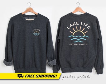 Lake Life Crew Sweatshirt - Crewneck Sweatshirt - Lake Sweatshirt, Crystal Lake, IL - Lake Girl