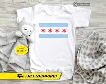 Chicago Flag Onesie® - Chicago Baby One Piece - Chicago Bodysuit - City IL - Baby Gift - Baby Shower
