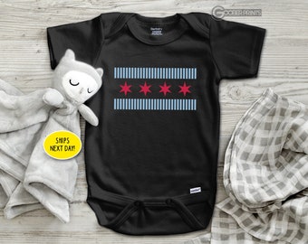 Chicago Flag Stripe Onesie® - Chicago Baby One Piece - Chicago Bodysuit - Chicago Baby - Baby Gift - Baby Shower