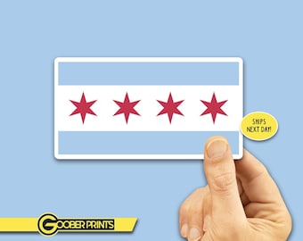 Chicago Flag Sticker, Chicago Sticker, Chicago Decal, Illinois Sticker