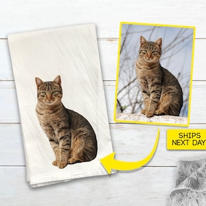 Pet Tea Towel - Cat Kitchen Towel - Dog - Cat - Custom Pet Tea Towel