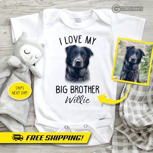 Custom Dog Onesie® - Pet Portrait - Cat Onesie® - Custom Onesie® - Big Brother Onesie® - Baby Gift - Protected by - Baby Shower Gift