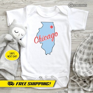 Mono con el mapa de Chicago - Bandera de Chicago - Body - Regalo para bebé - Baby Shower