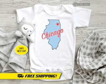 Chicago Map Onesie® - Chicago Flag - Bodysuit - Baby Gift - Baby Shower