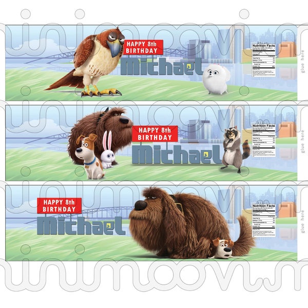 PERSONALIZED Secret Life of Pets Water Bottle Label