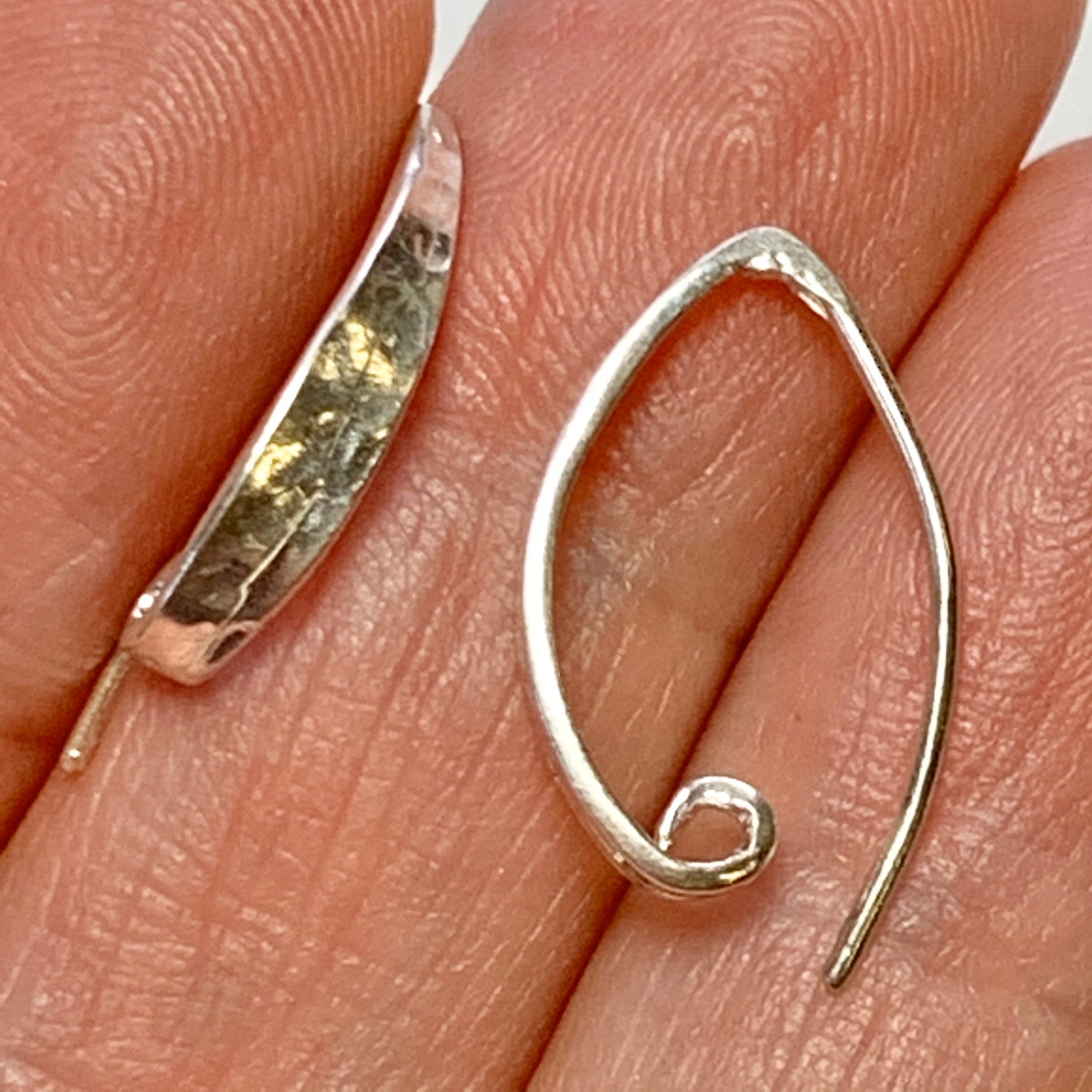 2 Artisan earwires Designer earwire Shiny earwire Hammered Etsy