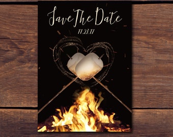 Outdoor Campfire S'mores Printable Save the Date Card