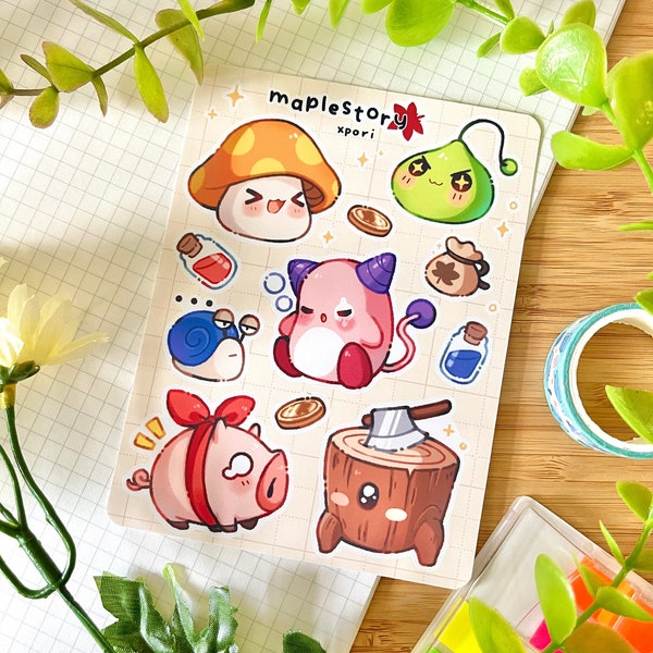 Maplestory Sticker Sheet | Cute Stickers for Journals and Notebooks