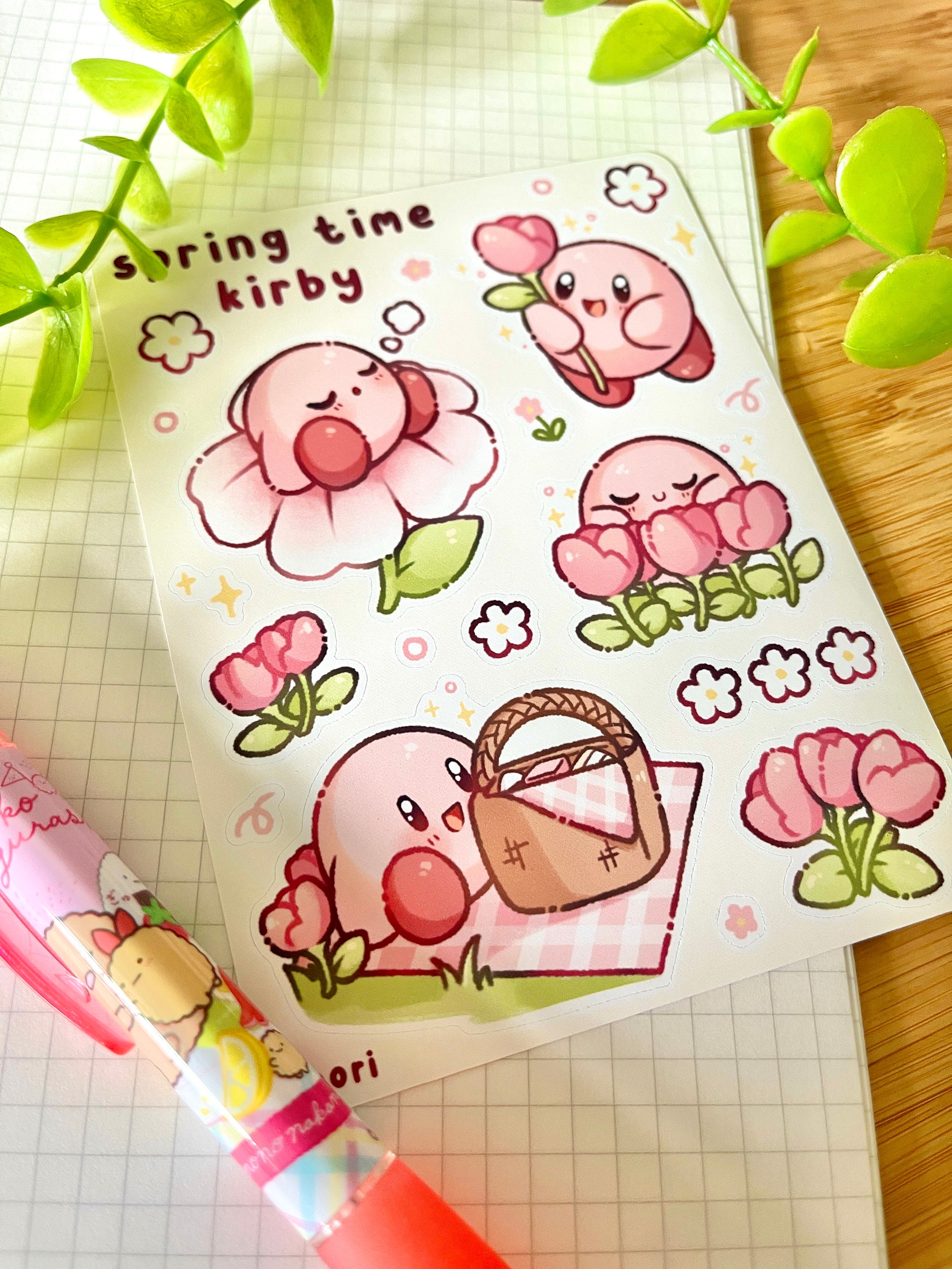 Cute Spring Time Flower Kirby Sticker Sheet - Etsy