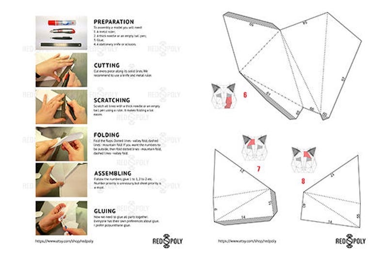 Fox Mask Papercraft PDF DIY Paper Craft Shefox Low Poly Paper Etsy