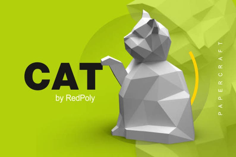 Cat Papercraft PDF DIY Low Poly Paper Kitty Papercraft Etsy