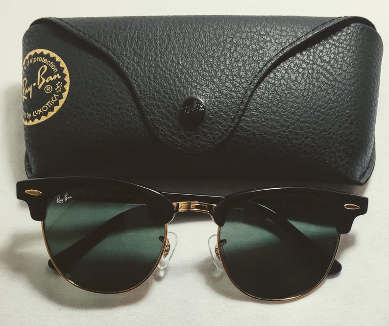 Vintage Shiney G Ray Rb3016 51 Black Gold 21 Sunglasses Ban Clubmasters 15 OXPknw80