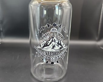 Velaris Mountain & Moon Glass Tumbler | City of Starlight Inspired Cup