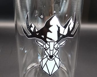 White Stag Glass Cup | Fantasy Inspired Stag Mug | Bookish Bamboo Lid Tumbler