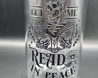 Let me read in peace skeleton Glass Cup Mug