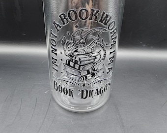 Not a bookworm a book dragon Glass Cup Mug