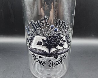 Just One More Chapter Glass Cup Book Lover Iced Coffee Cup with Bamboo Lid