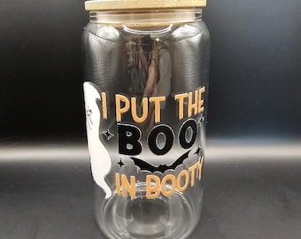 Boo in Booty Halloween Glass Cup Mug