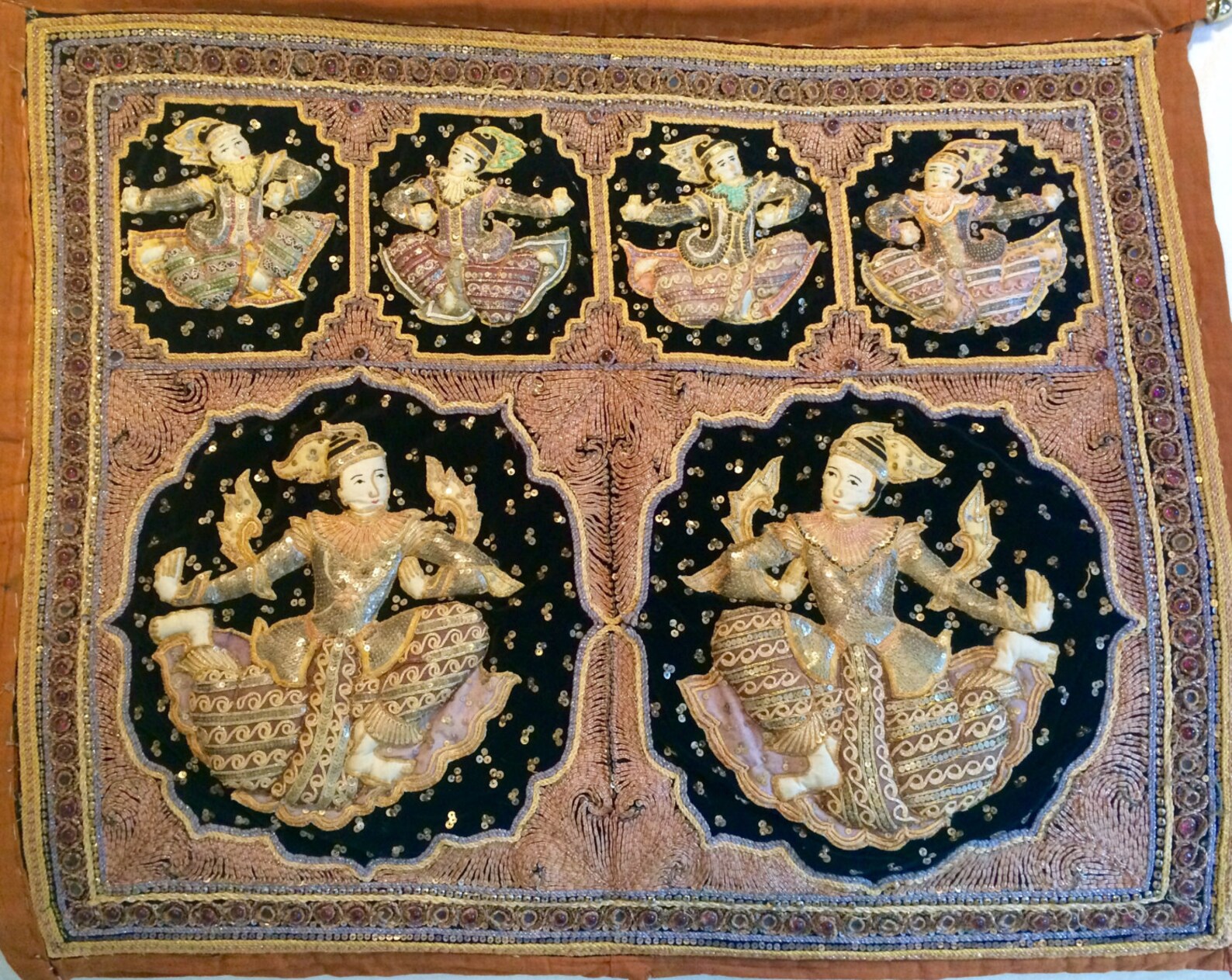 Vintage Hand Embroidered Burmese Kalaga Tapestry Etsy