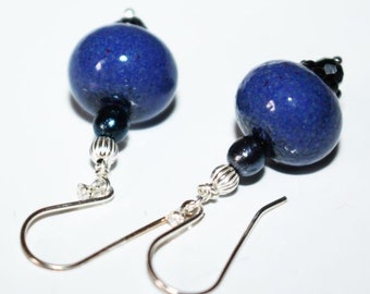 Earrings "Blueberries", lampwork