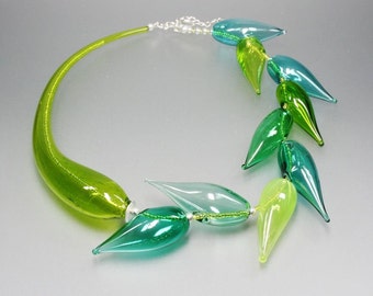 Necklace "Spring Lace" made of Murano glass, lampwork