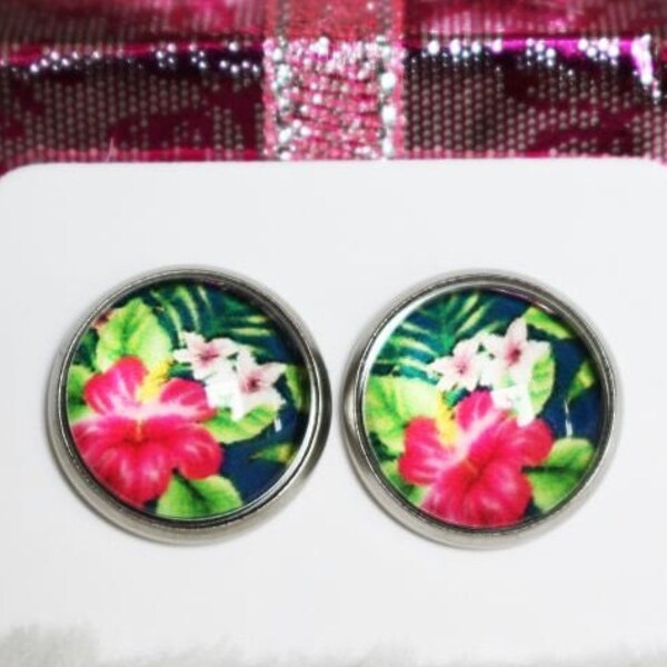 Ohrstecker "Hibiskus", Cabochon