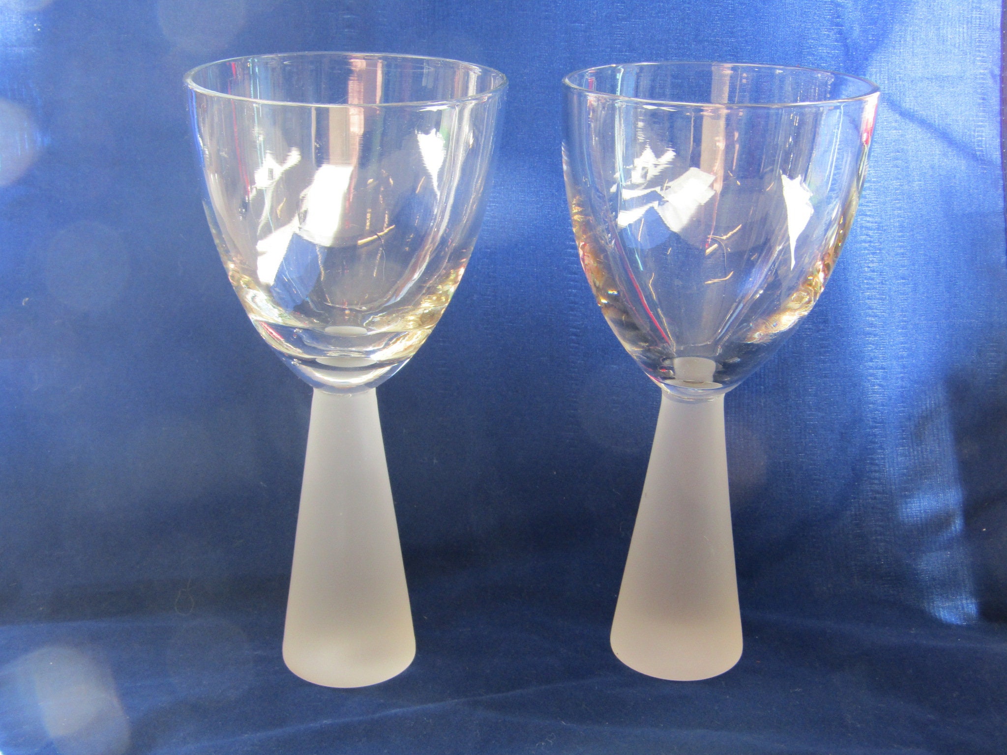 Frosted stem wine glasses
