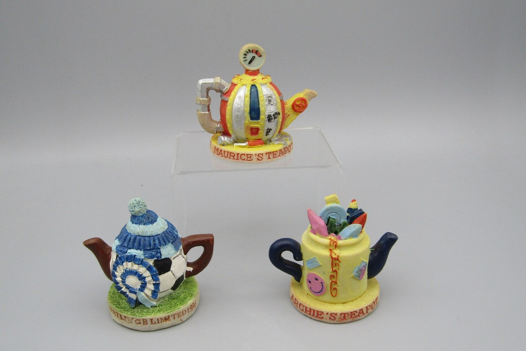 3 Tetley Miniature Teapots Etsy