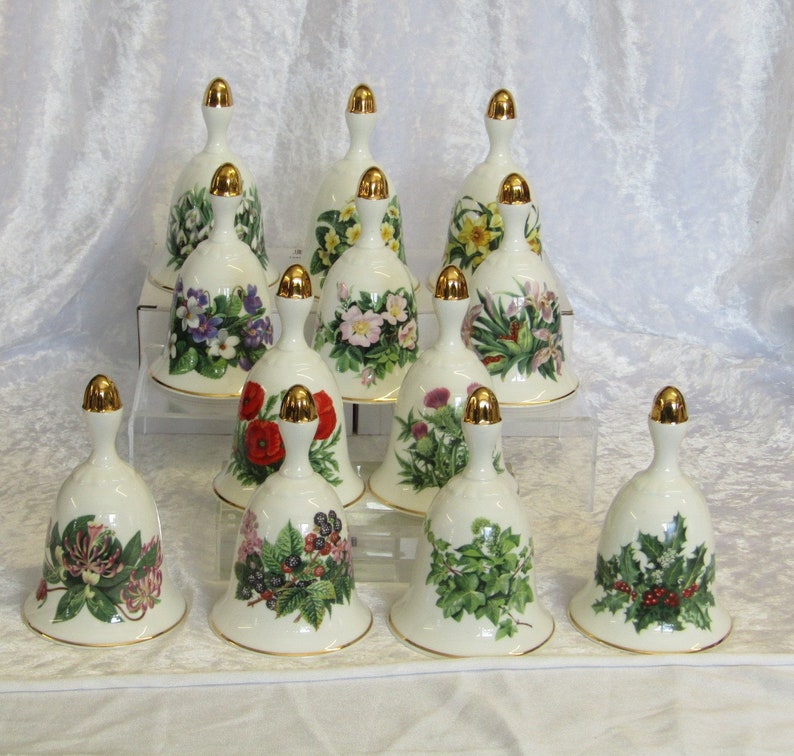 Complete set of 12 Danbury Mint Summer Collection Bells