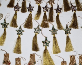 Vintage hand-embroidered Christmas decorations, Houlès Paris