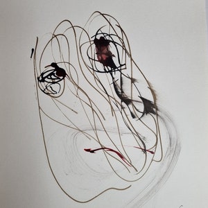 Abstraction mixed technique watercolor & Indian ink signed Robert Stenne, 26 cm x 35 cm