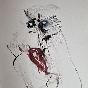 Abstraction mixed technique watercolor & Indian ink signed Robert Stenne, 26 cm x 35 cm
