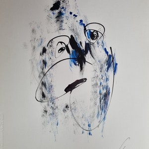 Abstraction mixed technique watercolor & Indian ink signed Robert Stenne, 26 cm x 35 cm