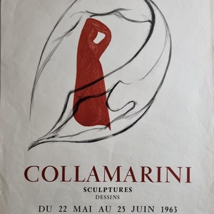 Cartel original de la exposición de René Collamarini en la Galerie de París, 1963, 64 x 47 cm.