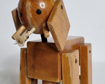 Articulated wooden elephant, handcrafted from the 1950s, 20 cm