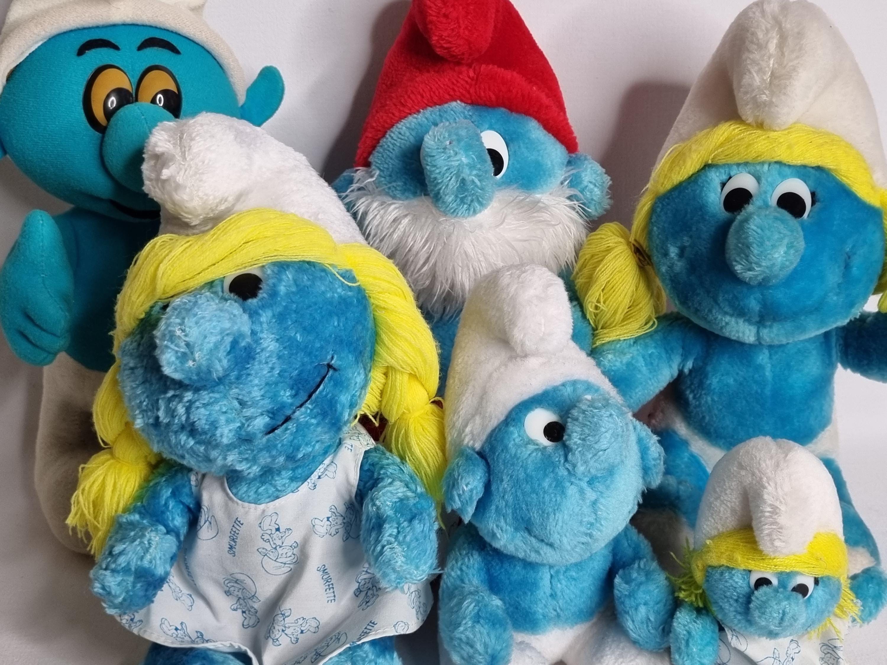 Set of 7 Vintage Smurf Plush Toys (1970s-1990s), Peyo Wallace
