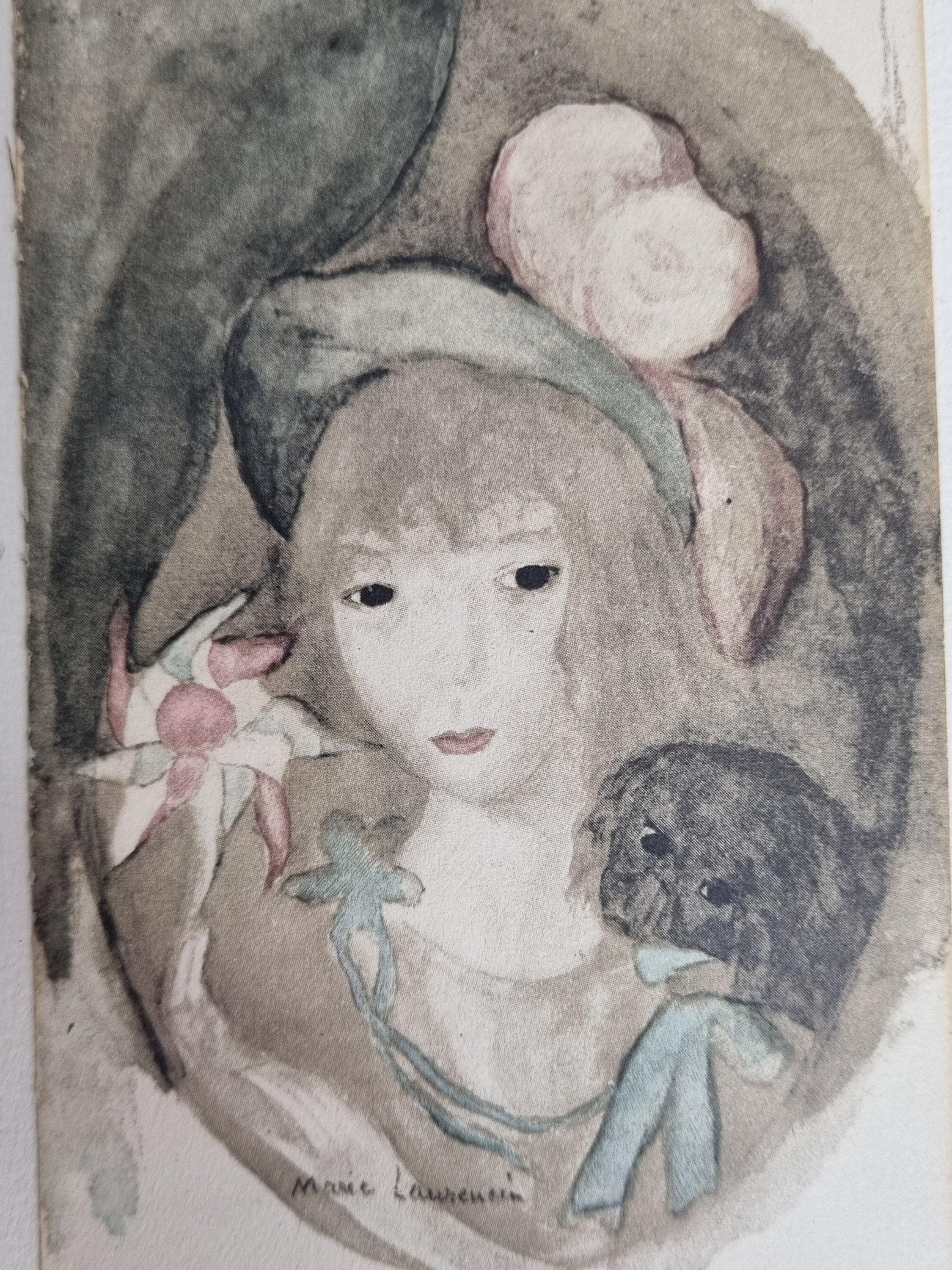 Portrait Miniature Encadré, Reproduction Vintage d'après Marie Laurencin