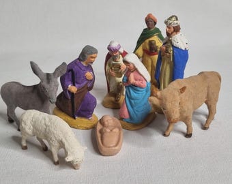 Vintage Nativity Set – 9 figurines – 7 to 10 cm