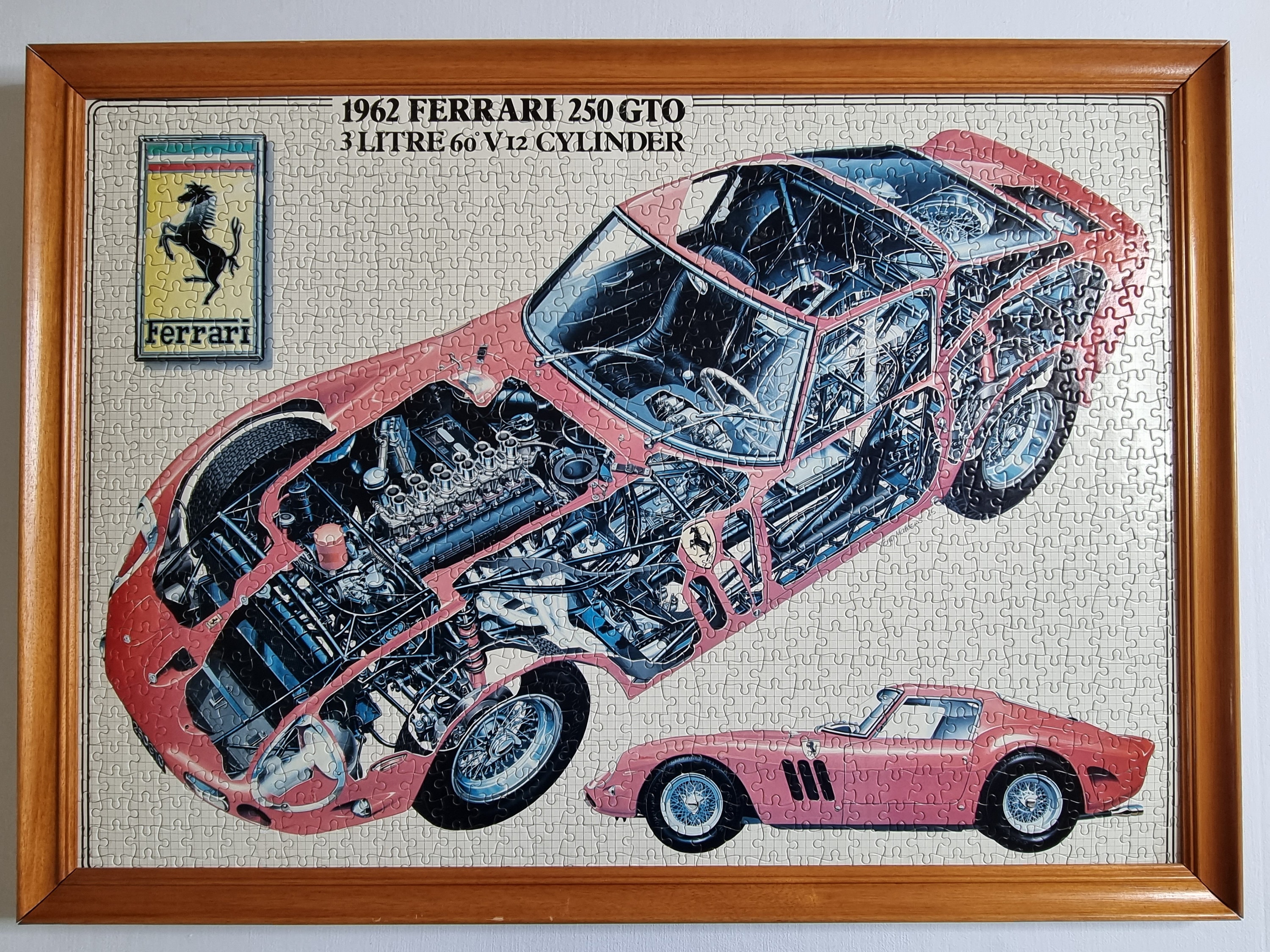 Vintage Framed 1962 Ferrari 250 GTO Puzzle Signed by Tony Matthews