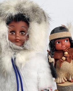 Set of Two Handmade Canadian Dolls – Inuit and Huron – Indien Art