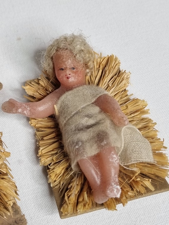 Set of Three Wax Baby Jesus Figures for Nativity Scenes by