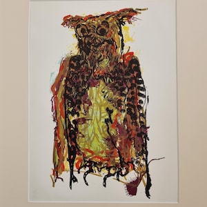 Jean-Paul Riopelle – Original-Lithografie – Stilisierte Eule – 42 x 52 cm gerahmt