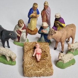 Ancien santon Boeuf Devineau pour crèche de la nativité Noël