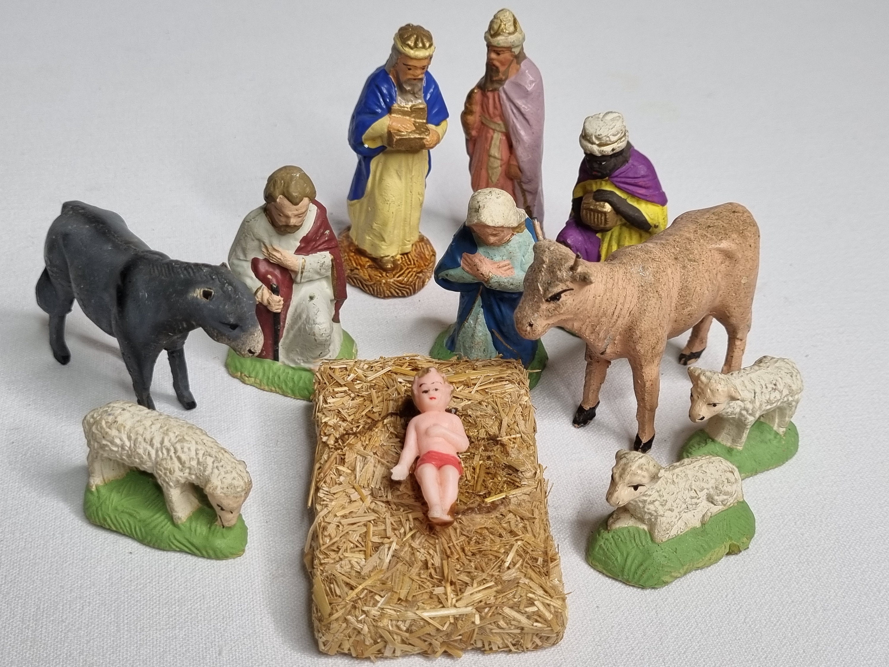 ANCIEN SANTON CRECHE Noel Devineau Cornac Chamelier taille 2 7,5 cm
