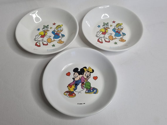 Set of 3 Vintage Disney Illustration Plates in Plastorex Melamine